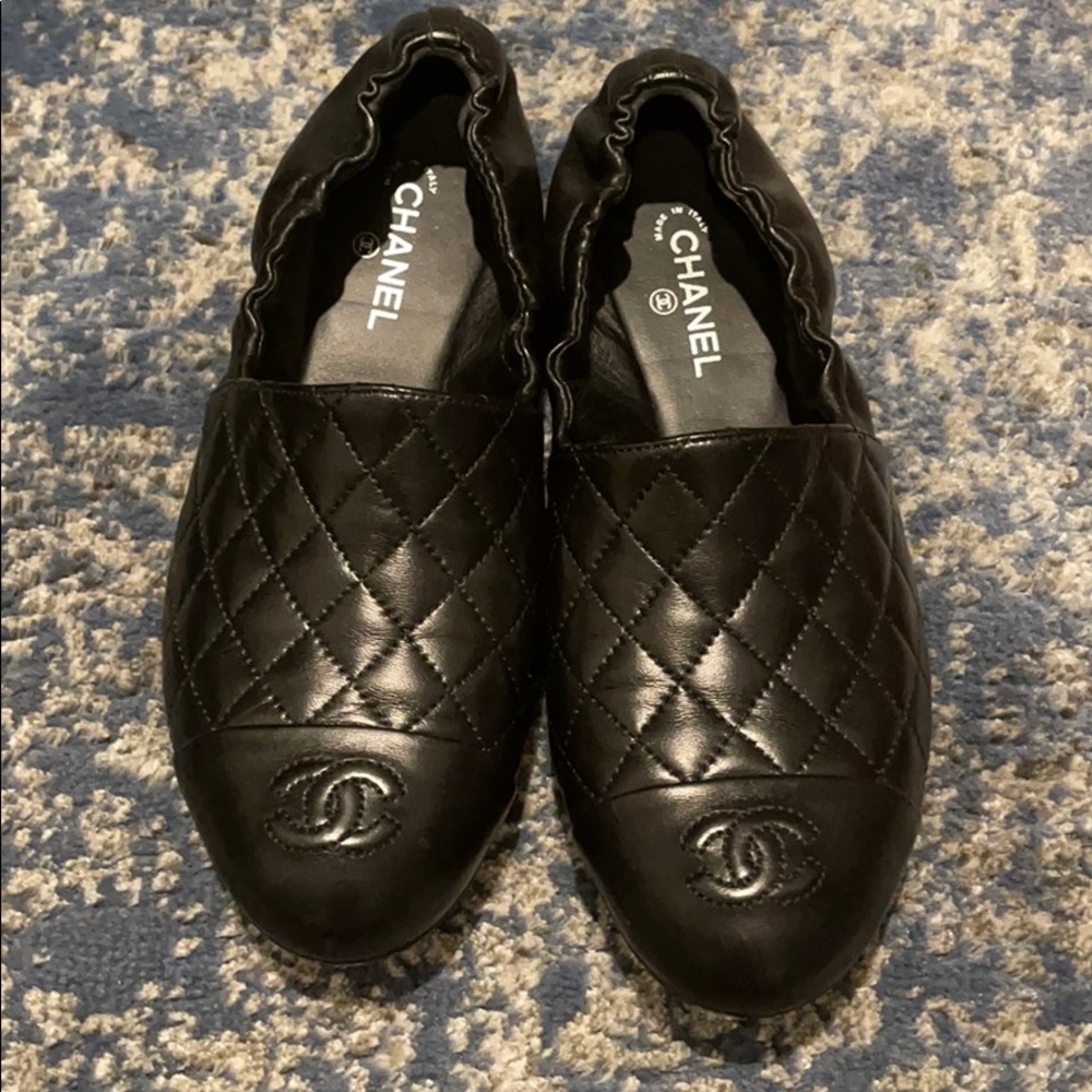 Chanel Black slip on Mocassins